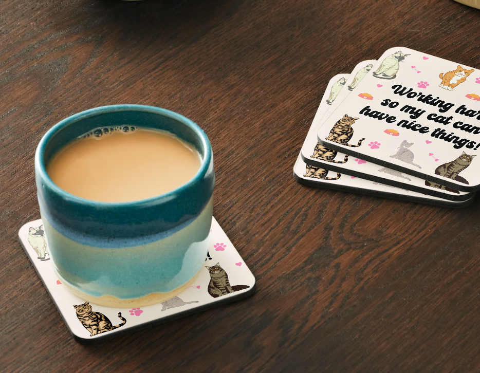 Working Hard Cat Coaster