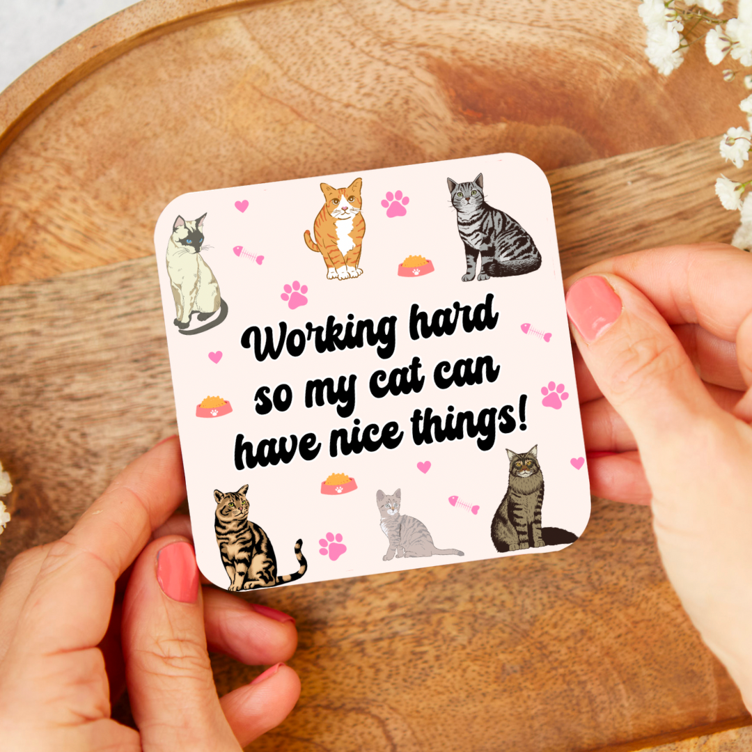 Working Hard Cat Coaster