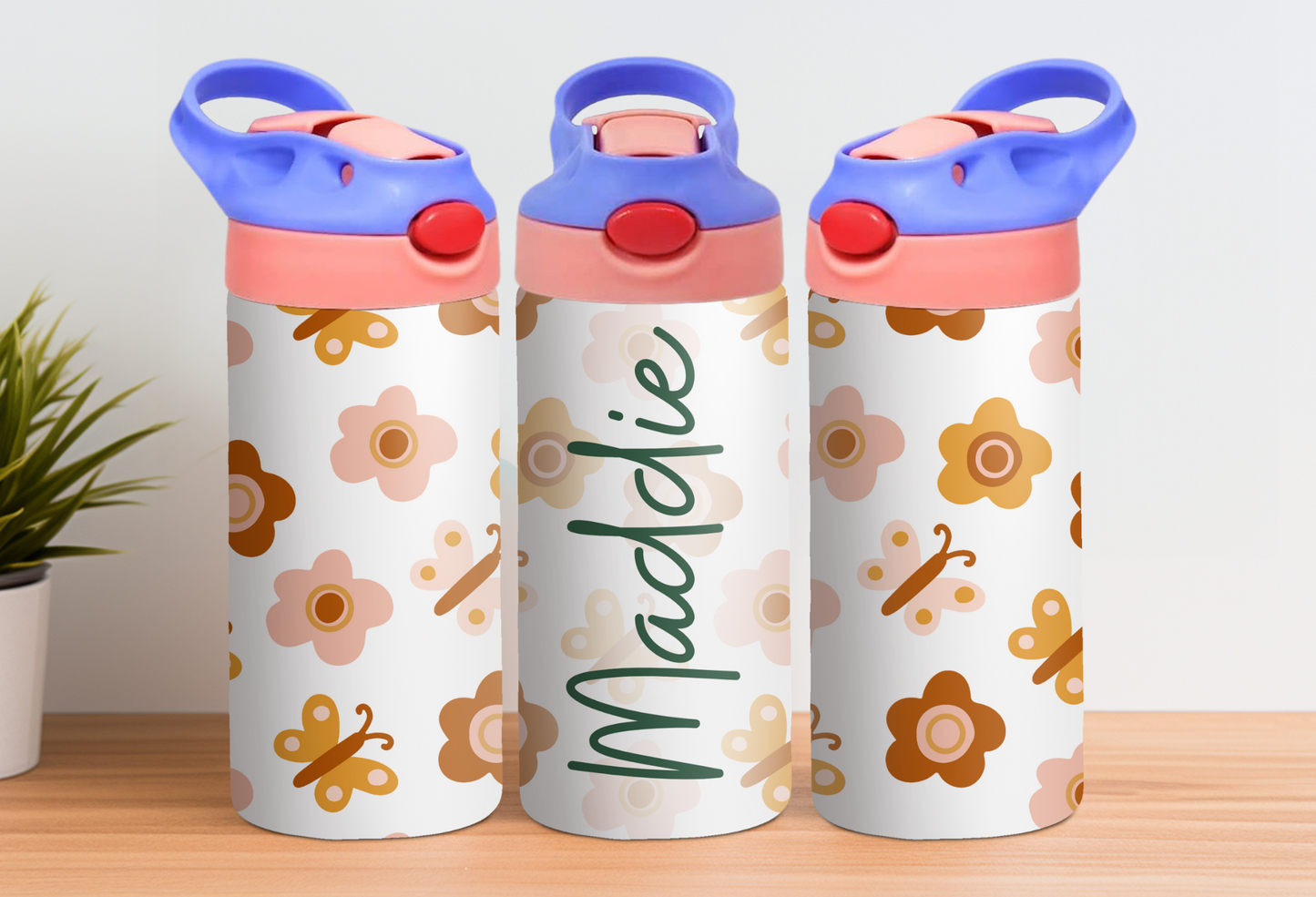 Butterfly Stainless Steel 12oz Kids Bottle