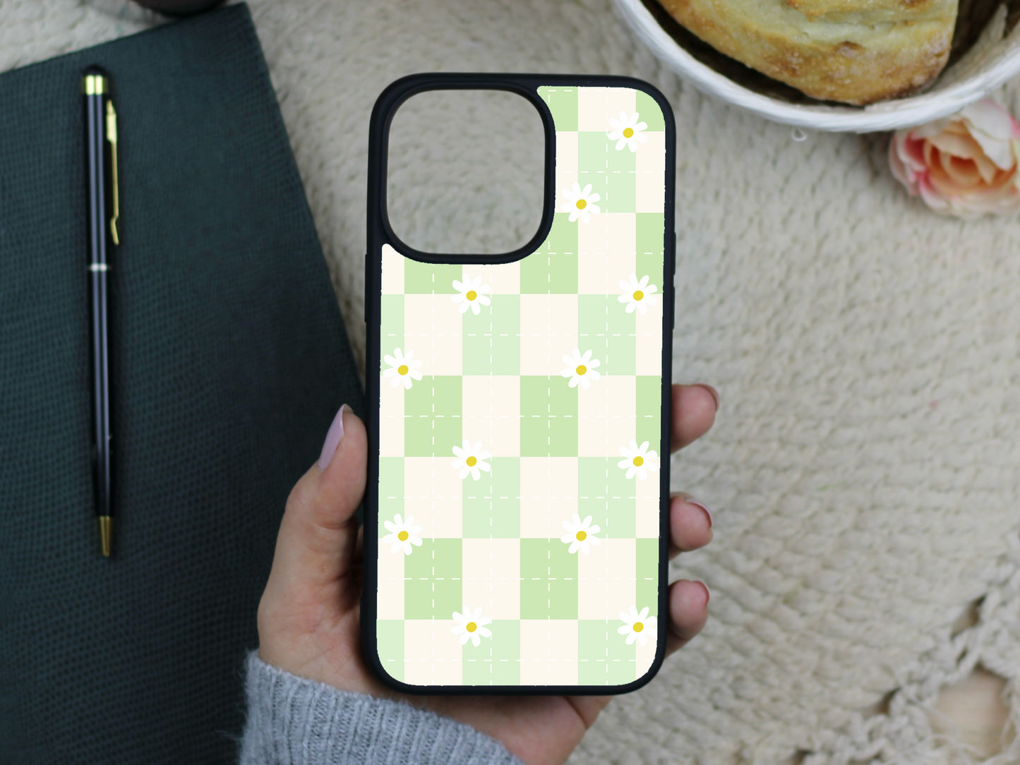 Checkered Daisy Phone Case