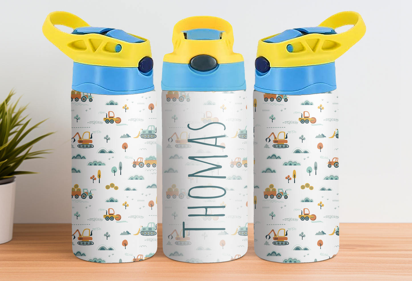 Spring Tractor Stainless Steel 12oz Kids Bottle
